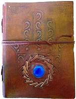 Evil Eye Stone Embossed leather with cord 5 x 7
